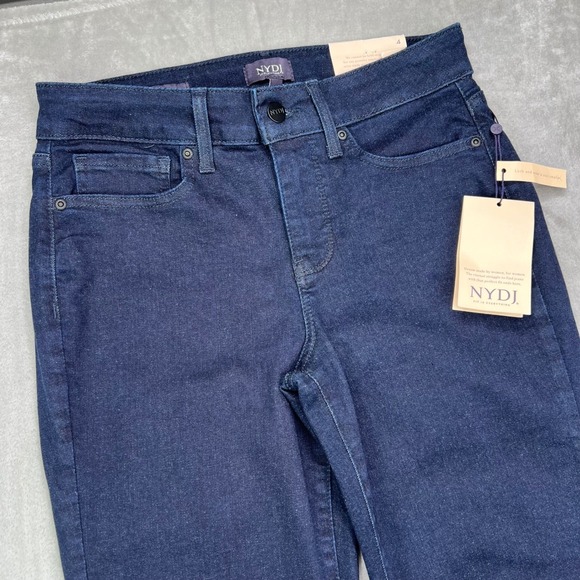 NYDJ Denim - NYDJ Marilyn Straight Jeans Womens 4 Dark Blue Rinse Stretch Lift Tuck Denim New